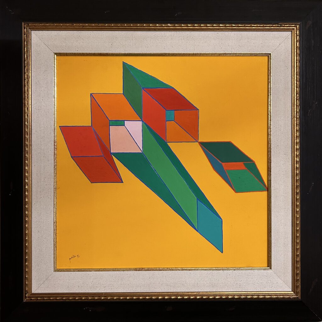 Achille Perilli . apodittico con coda- olio su tela 50x50cm anno 1992