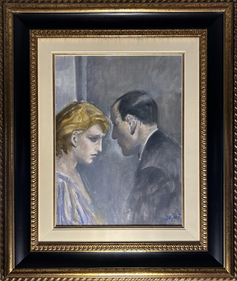 Alberto Sughi - un uomo e una donna - olio su tela 40x30cm anno 2000