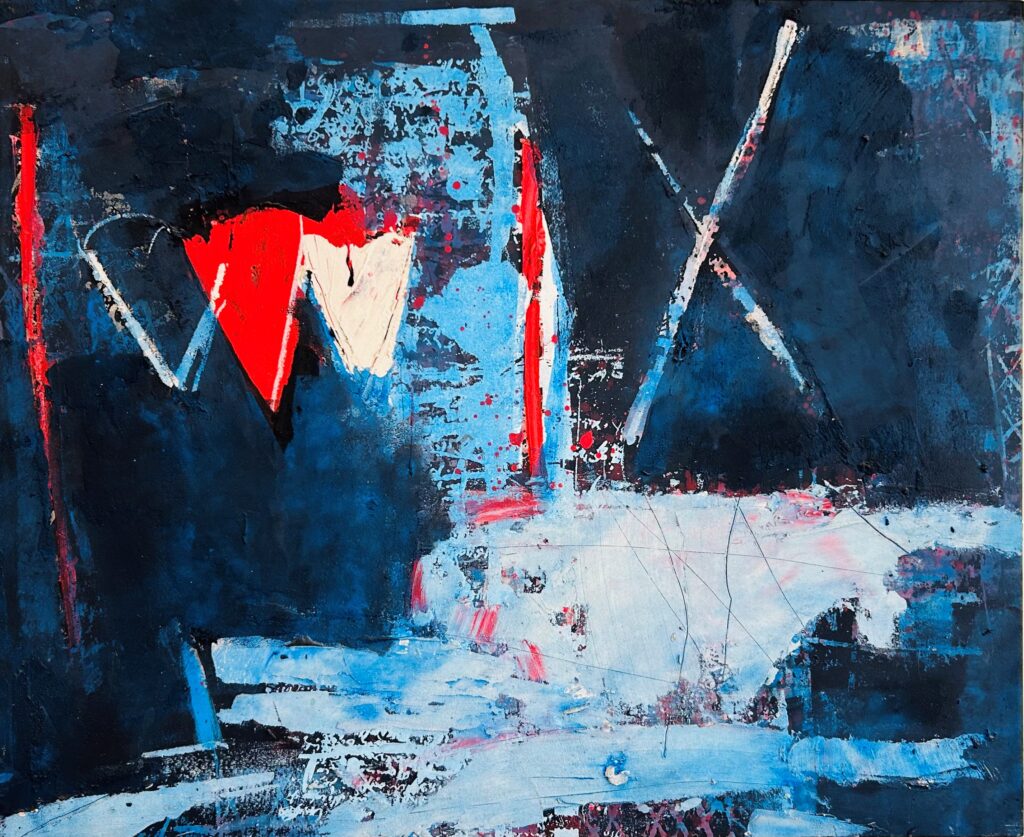 Giorgio Celiberti - attesa al confine- affresco su tavola 110x90cm anno 1997-98