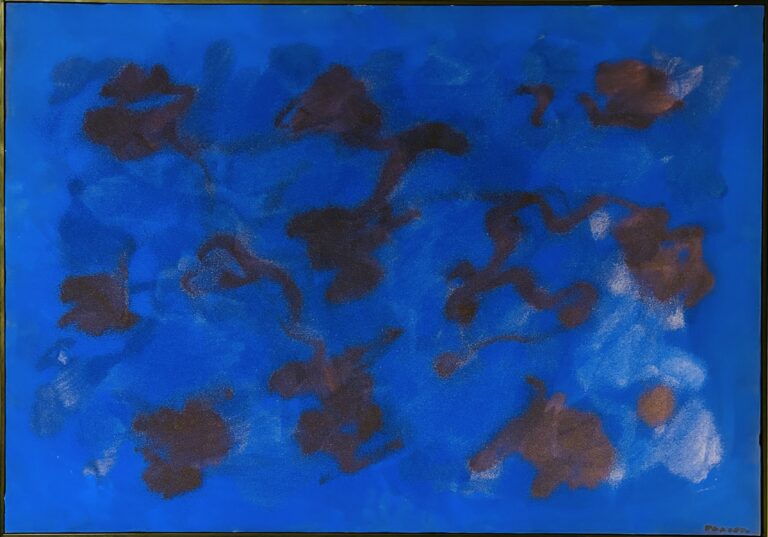 Giulio Turcato - cangiante blu- olio e sabbia su tela 100x70cm anno 1972