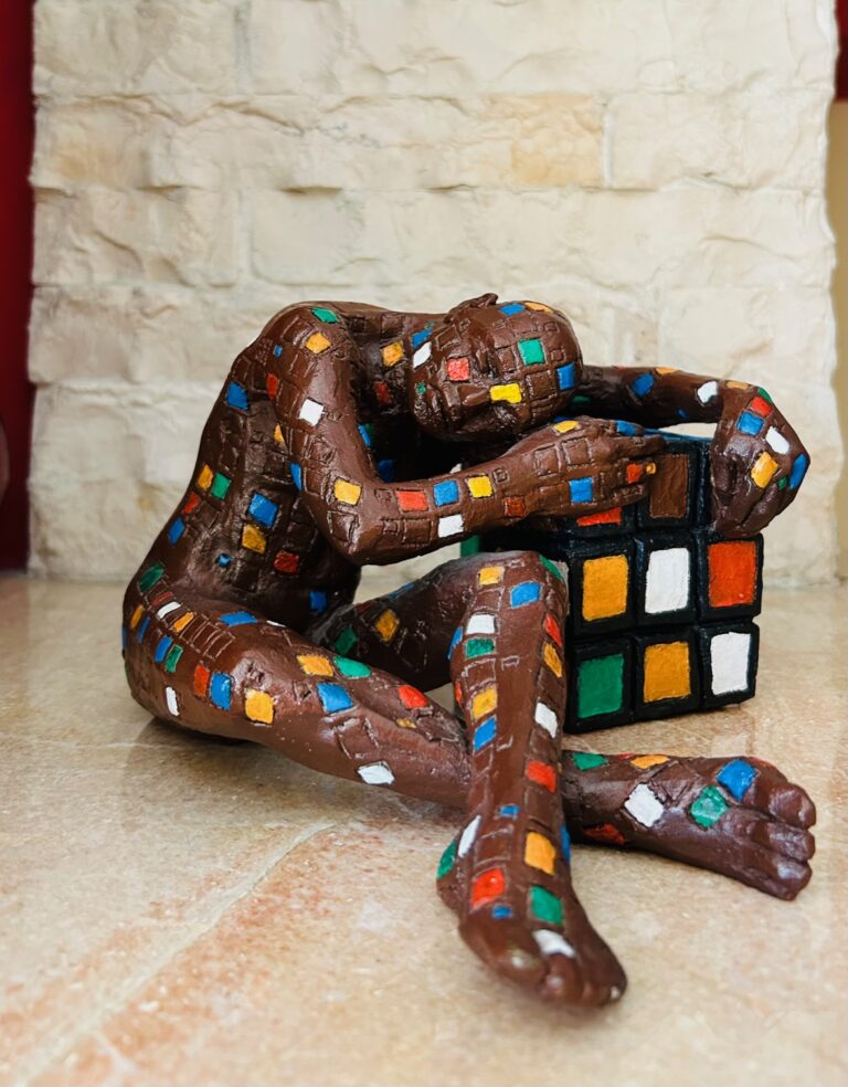 Rabarama - Suc-Cube - bronzo dipinto 23x21cm anno 2001