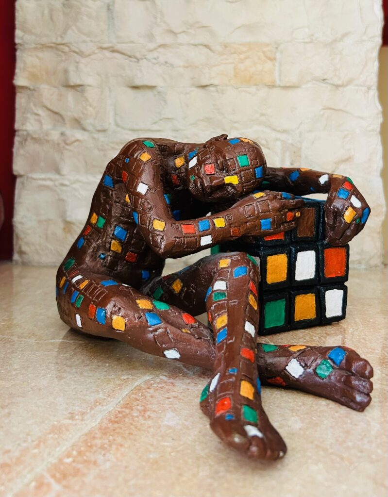 Rabarama - Suc-Cube - bronzo dipinto 23x21cm anno 2001