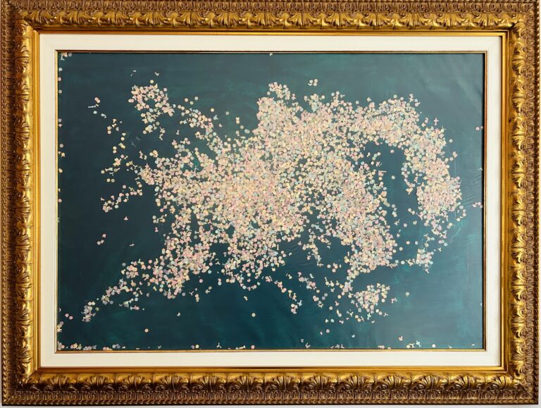 Tano Festa - acrilico e coriandoli su tela 100x70cm anno 1986