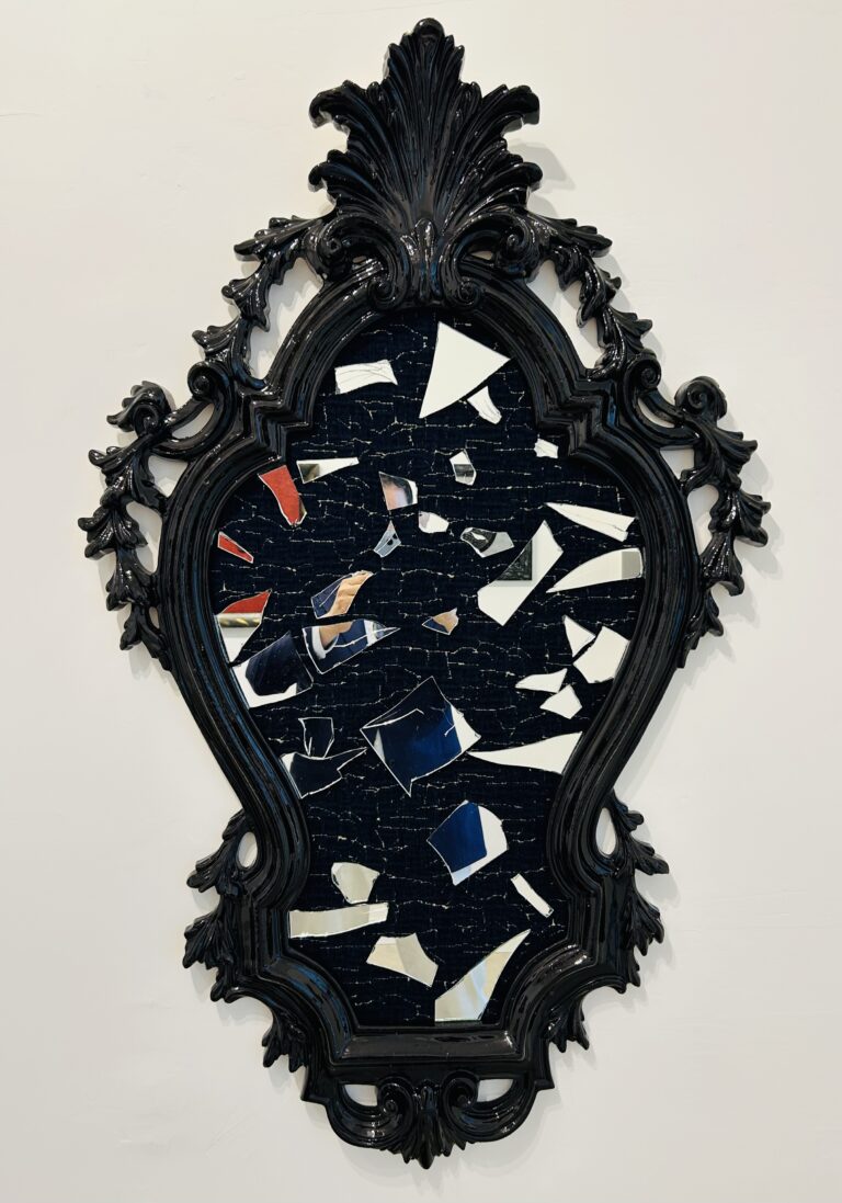 Alessio-Calega-riflettere-sullanima-specchio-e-tessuto-74x120cm-anno-2023