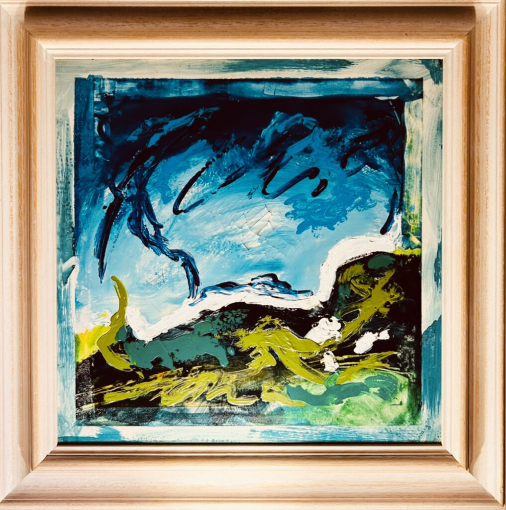 Mario Schifano- Verso alto- acrilico e smalto su tela- 50x50cm 1987