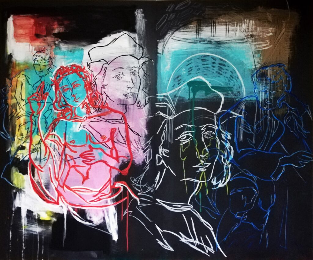 Petra-Scognamiglio-following-Raffaello-tecnica-mista-su-tavola-100x120cm-anno-2020