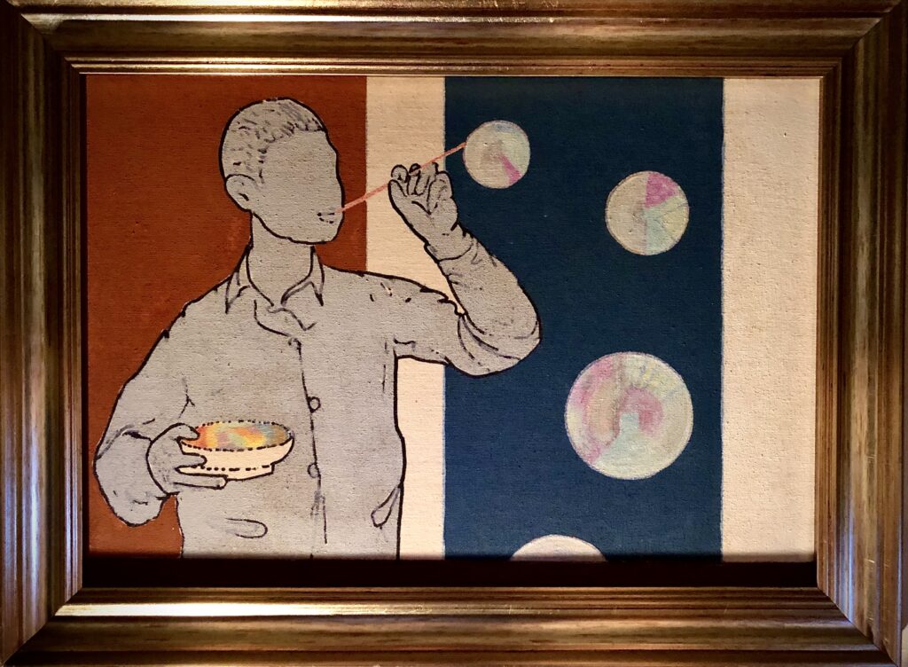 Renato Mambor- Bolle di sapone- acrilico su tela 50x35cm anno 2000