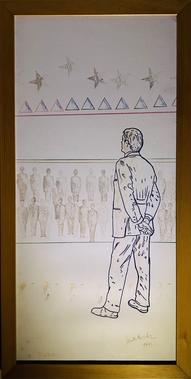 Renato Mambor- Un pubblico alle stelle - tecnica mista su carta 70x33cm anno 1993