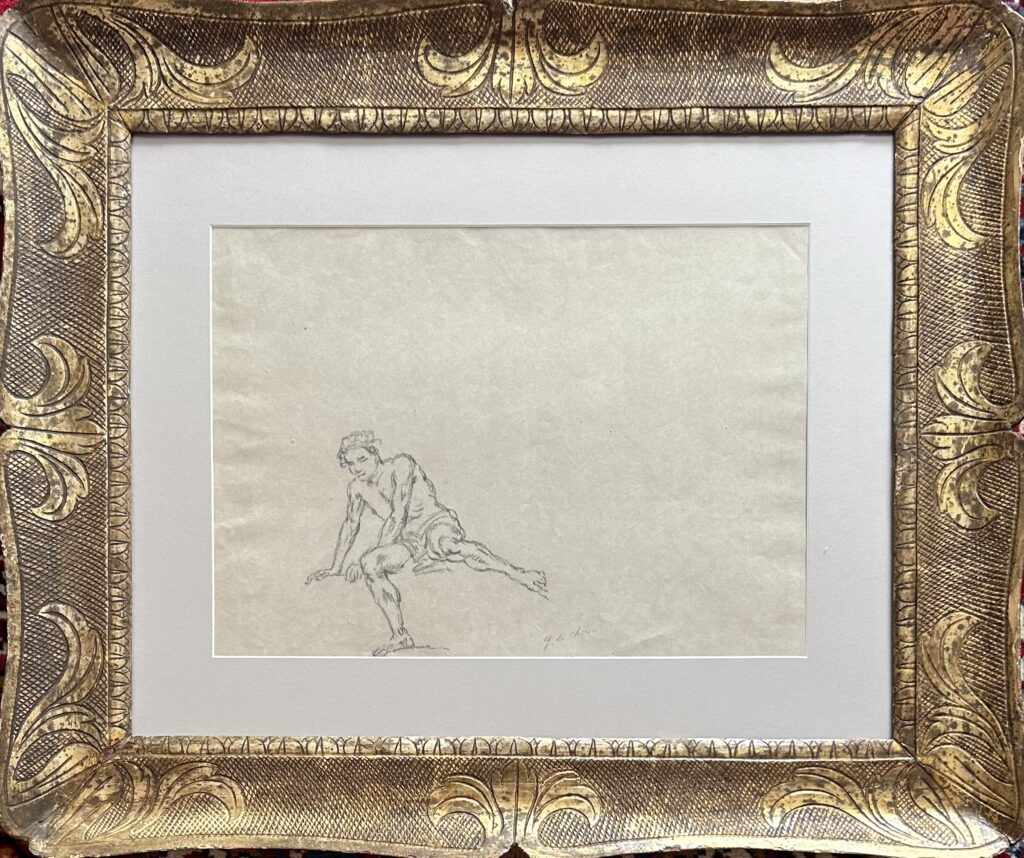 Giorgio De Chirico- Studio di figura- matita su carta 33x52cm fine anni 50