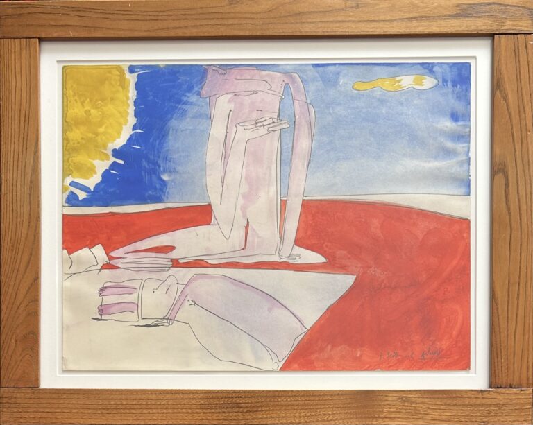 Valerio Adami- Acquerello su carta 48x36cm 1962