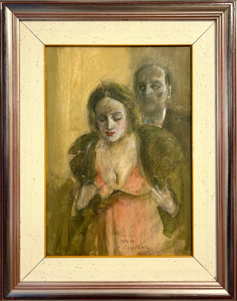 Alberto Sughi - L'entrata- pastello e biacca su carta 50x35cm