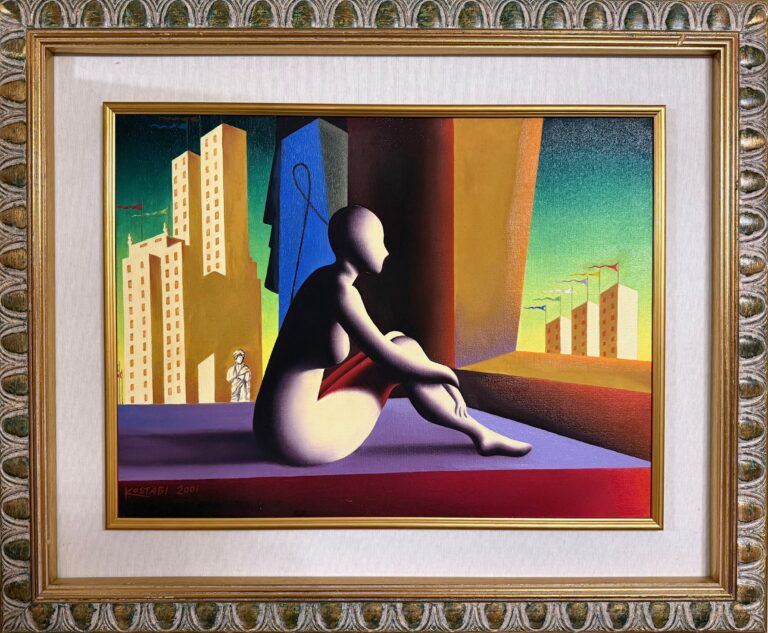Mark-Kostabi-Vento-dellest-olio-su-tela-45x61cm-anno-2001